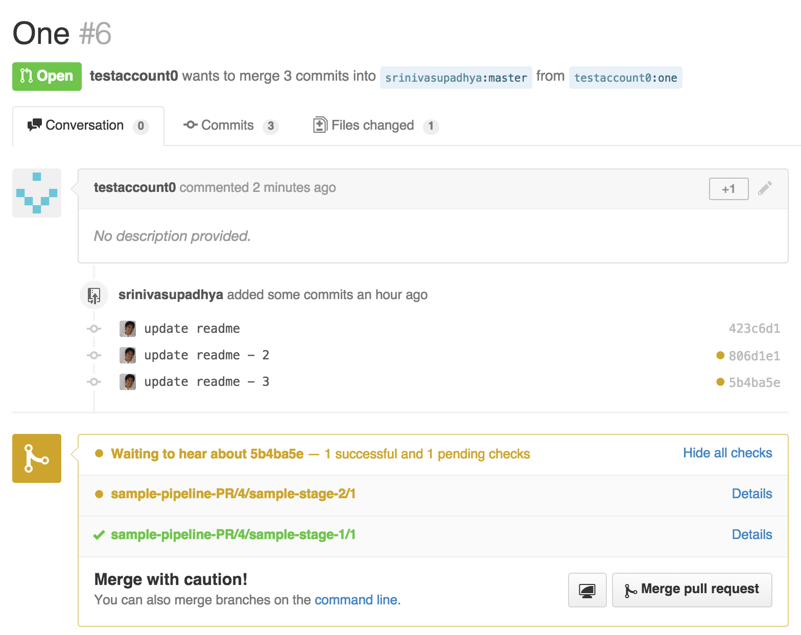 GitHub PR page gets updated